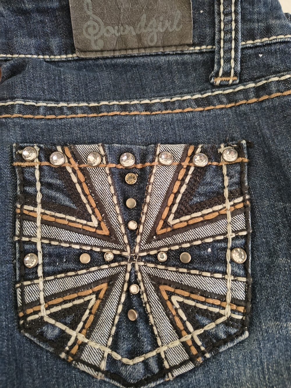 Soundgirl Dark Blue Bootcut Jeans with Embellished Pocket - Picture 3 of 5